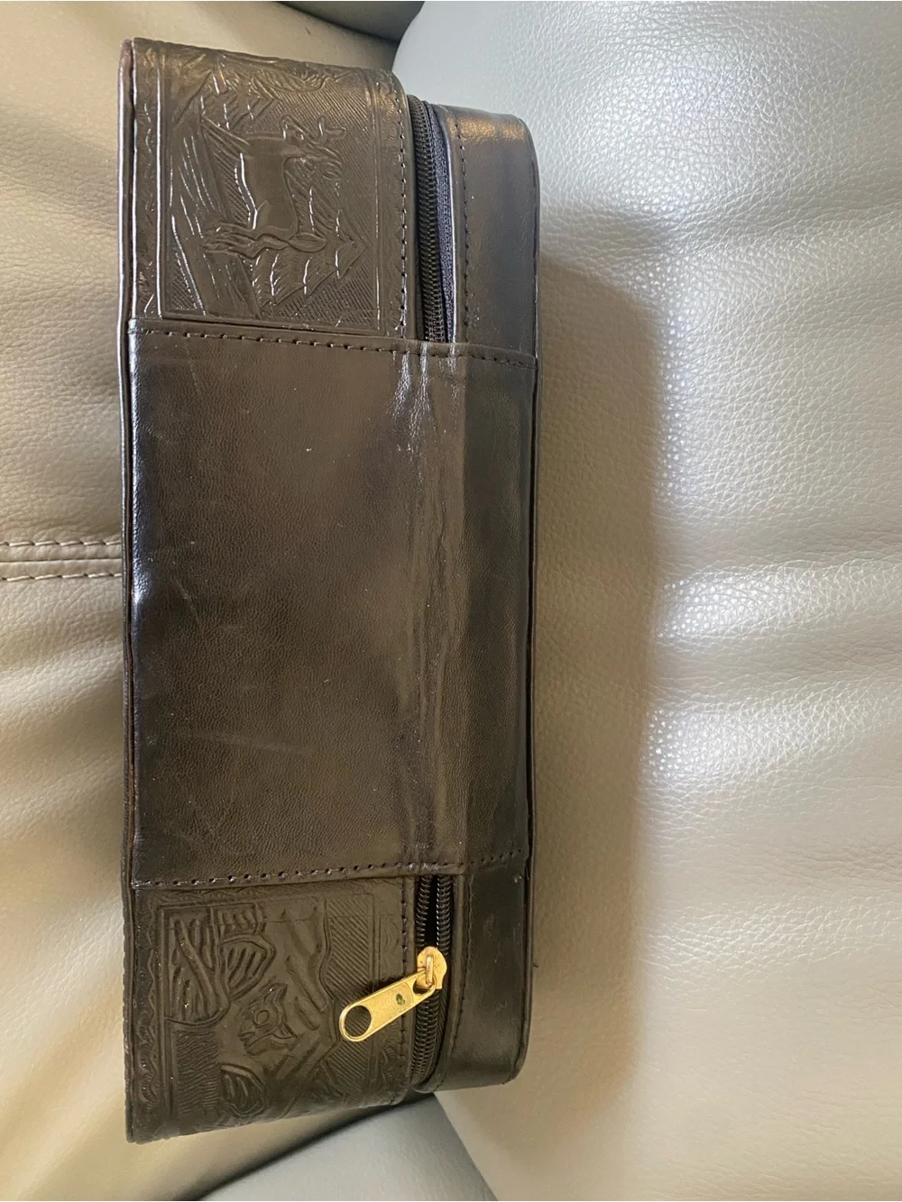 Vintage Gaitan Mexico Hand Tooled Stagecoach Vanity Case